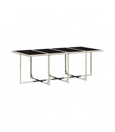 vidaXL 9 Piece Garden Dining Set with Cushions Light Grey Poly Rattan — V0672218601