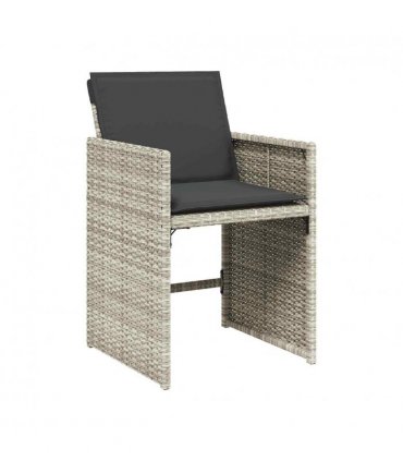vidaXL 9 Piece Garden Dining Set with Cushions Light Grey Poly Rattan — V0672218601