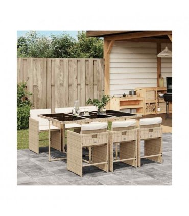 vidaXL Garden Dining Set | Beige, Cream white, Black — Colour: beige and cream