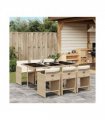 vidaXL Garden Dining Set | Beige, Cream white, Black — Colour: beige and cream