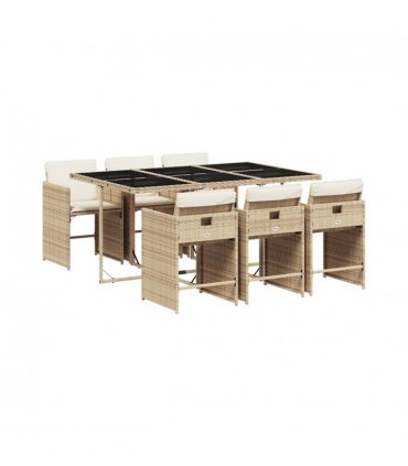 vidaXL Garden Dining Set | Beige, Cream white, Black — Colour: beige and cream