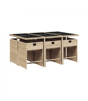 vidaXL Garden Dining Set | Beige, Cream white, Black — Colour: beige and cream
