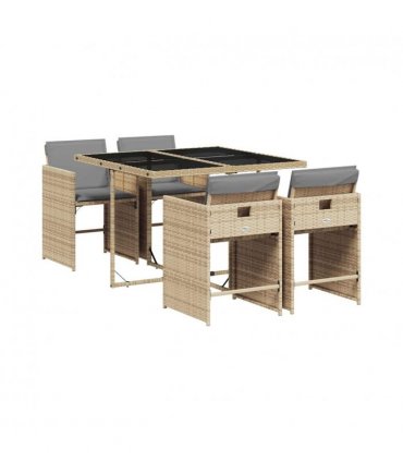 vidaXL Garden Dining Set | Mix beige, Light Grey, Black