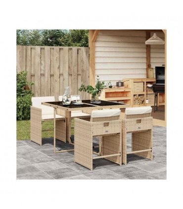 vidaXL Garden Dining Set | Beige, Black, Cream White — Colour: beige and cream