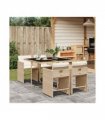 vidaXL Garden Dining Set | Beige, Black, Cream White — Colour: beige and cream