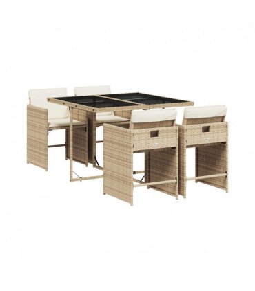vidaXL Garden Dining Set | Beige, Black, Cream White — Colour: beige and cream