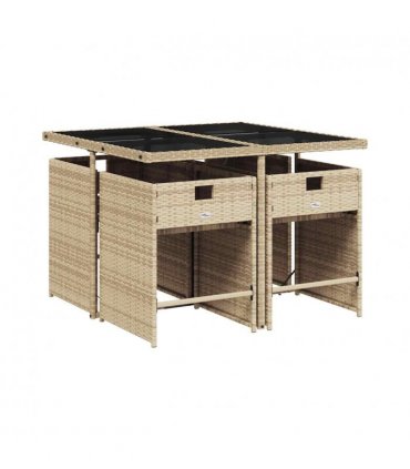 vidaXL Garden Dining Set | Beige, Black, Cream White — Colour: beige and cream