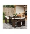 vidaXL Garden Dining Set | Brown | Poly Rattan | Four-seater | Stackable — Colour: brown and cream