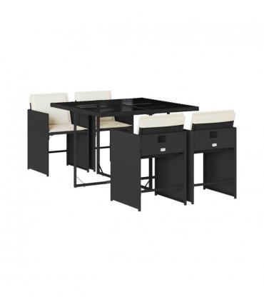 vidaXL Garden Dining Set | Black and cream white — V0672218609