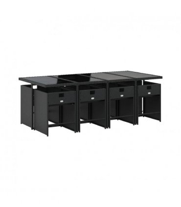 vidaXL Garden Dining Set | Black | PE Rattan | 8-seater | Foldable — Colour: black and cream
