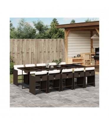 vidaXL Garden Dining Set | Brown, Cream White, Black — Colour: brown and cream — V0672218612