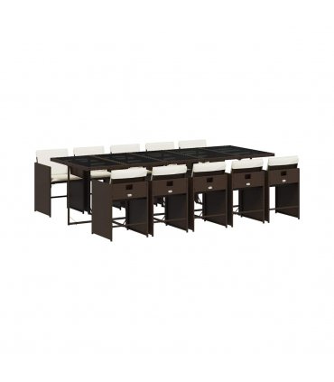 vidaXL Garden Dining Set | Brown, Cream White, Black — Colour: brown and cream — V0672218612
