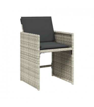 vidaXL 7 Piece Garden Dining Set with Cushions Light Grey Poly Rattan — V0672218616