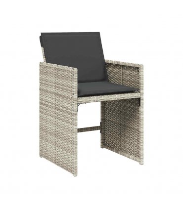 vidaXL 11 Piece Garden Dining Set with Cushions Light Grey Poly Rattan — V0672218619