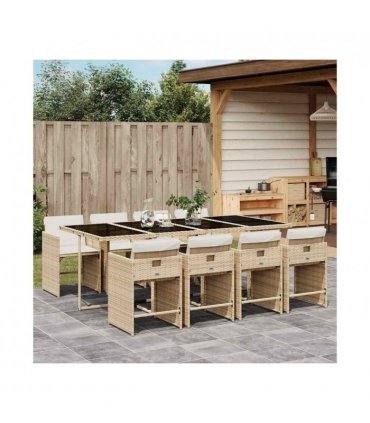 vidaXL Garden Dining Set | Beige, Black, Cream White — Colour: beige and cream — V0672218620
