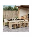 vidaXL Garden Dining Set | Beige, Black, Cream White — Colour: beige and cream — V0672218620