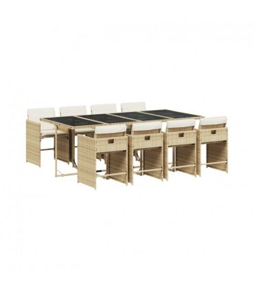 vidaXL Garden Dining Set | Beige, Black, Cream White — Colour: beige and cream — V0672218620