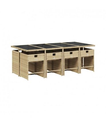 vidaXL Garden Dining Set | Beige, Black, Cream White — Colour: beige and cream — V0672218620