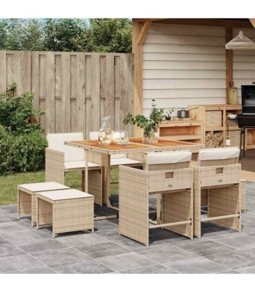 vidaXL Garden Dining Set | Beige, Brown, Cream