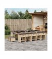 vidaXL 15 Piece Garden Dining Set with Cushions Mix Beige Poly Rattan — V0672218625
