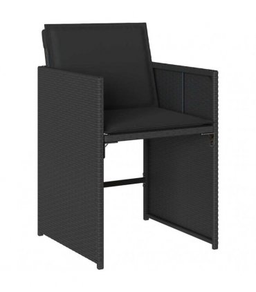 vidaXL 13 Piece Garden Dining Set with Cushions Black Poly Rattan — V0672218628