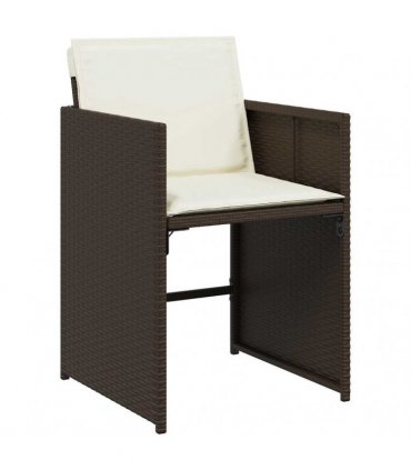 vidaXL 9 Piece Garden Dining Set with Cushions Brown Poly Rattan — V0672218638