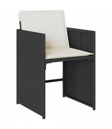 vidaXL 13 Piece Garden Dining Set with Cushions Black Poly Rattan — Colour: black and cream — V0672218641