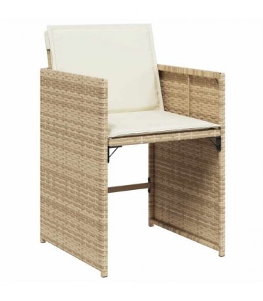vidaXL 9 Piece Garden Dining Set with Cushions Beige Poly Rattan