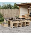 vidaXL 13 Piece Garden Dining Set with Cushions Mix Beige Poly Rattan — V0672218645
