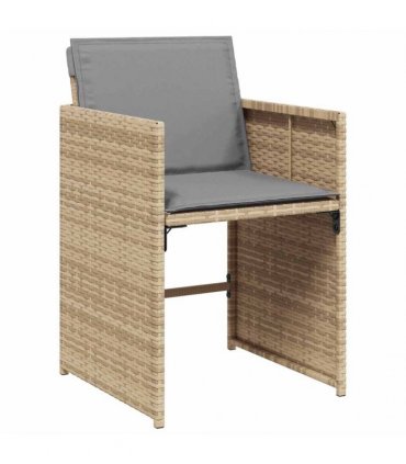 vidaXL 13 Piece Garden Dining Set with Cushions Mix Beige Poly Rattan — V0672218645