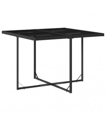 vidaXL 9 Piece Garden Dining Set with Cushions Black Poly Rattan — V0672218646