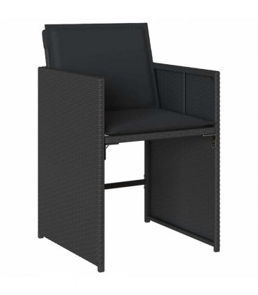 vidaXL 9 Piece Garden Dining Set with Cushions Black Poly Rattan — V0672218646