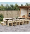 vidaXL Garden Dining Set | Beige with Cream White Cushions