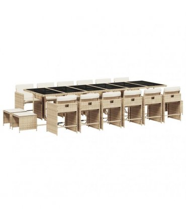 vidaXL Garden Dining Set | Beige with Cream White Cushions