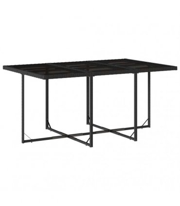 vidaXL 11 Piece Garden Dining Set with Cushions Black Poly Rattan — V0672218649