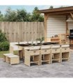 vidaXL 13 Piece Garden Dining Set with Cushions Beige Poly Rattan