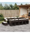 vidaXL 15 Piece Garden Dining Set with Cushions Brown Poly Rattan — V0672218663
