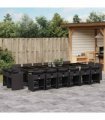 vidaXL Garden Dining Set | Black | PE rattan | Large | Foldable