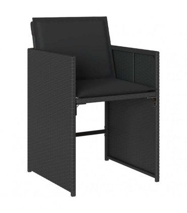 vidaXL Garden Dining Set | Black | PE rattan | Large | Foldable