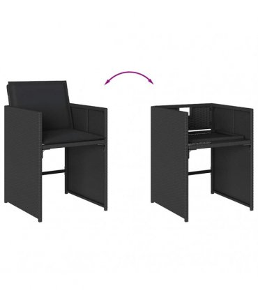 vidaXL Garden Dining Set | Black | PE rattan | Large | Foldable
