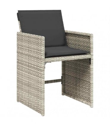 vidaXL 13 Piece Garden Dining Set with Cushions Light Grey Poly Rattan — V0672218675