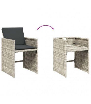 vidaXL 13 Piece Garden Dining Set with Cushions Light Grey Poly Rattan — V0672218675