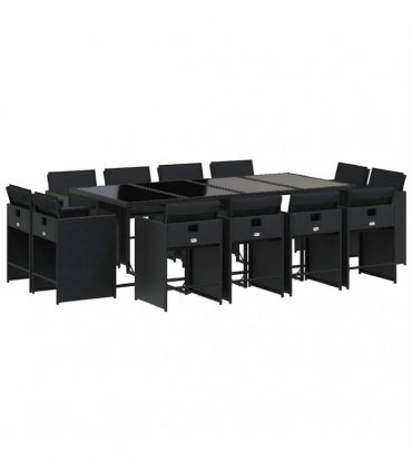 vidaXL Garden Dining Set | Black | PE rattan | Large | Foldable — V0672218678