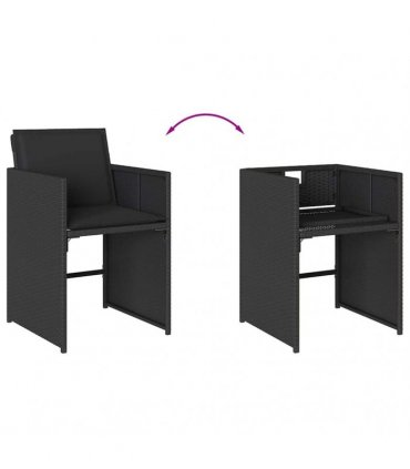 vidaXL Garden Dining Set | Black | PE rattan | Large | Foldable — V0672218678