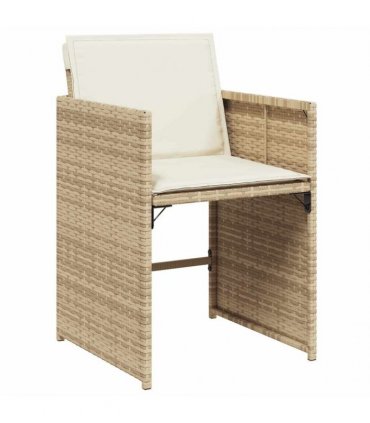vidaXL Garden Dining Set | Beige | PE Rattan | 10-Seater | Collapsible