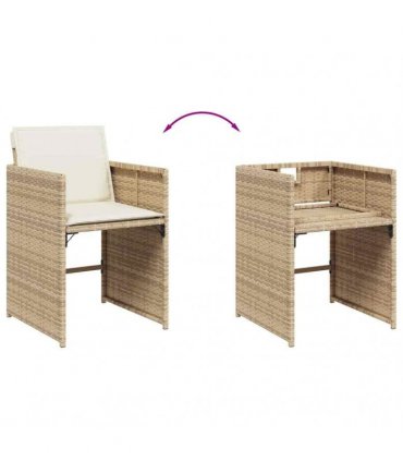 vidaXL Garden Dining Set | Beige | PE Rattan | 10-Seater | Collapsible