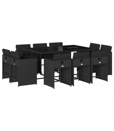 vidaXL Garden Dining Set | Black | PE Rattan | Large | Foldable — V0672218690