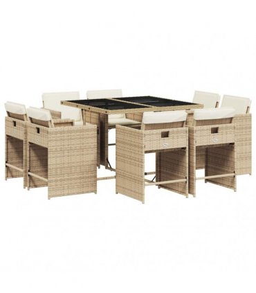 vidaXL Garden Dining Set | Beige, Black, Cream White
