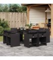 vidaXL Garden Dining Set | Black | Poly Rattan | 8-Seater | Foldable