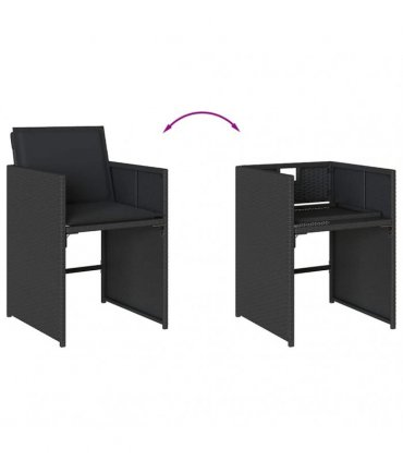 vidaXL Garden Dining Set | Black | Poly Rattan | 8-Seater | Foldable